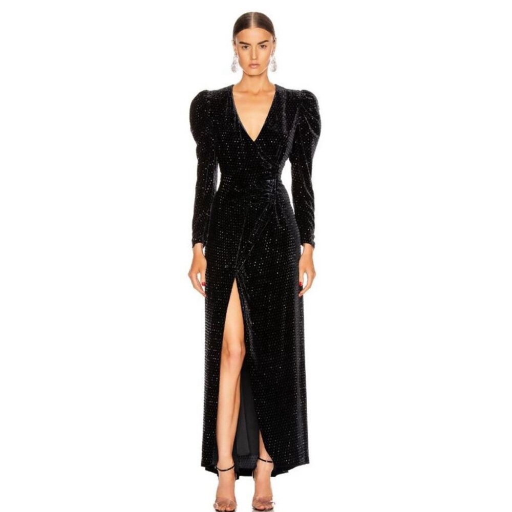 Retrofete Black Maxi Dress with Silver Accents - Picture 2 of 8